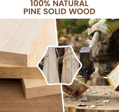 Heimlove Wooden Floating Shelves for Wall, White Pine Shelves Set of 2, 36 in Rustic Wood 8 Inch Deep Floating Shelf with Invisible Brackets for Bedroom Kitchen Living Room - Classic White