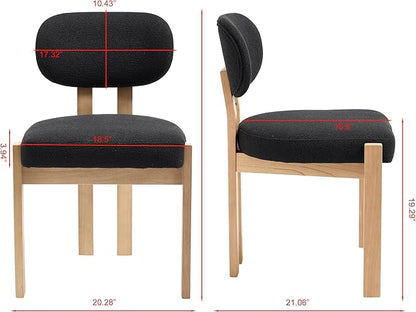 Chenille Dining Chairs Set of 6, Comfy Upholstered Dining Room Chairs Mid Century Modern Farmhouse Fabric Kitchen Chairs with Rubber Wood Legs for Dining Room Kitchen Island Home (Black)