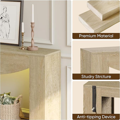 knoworld Farmhouse Console Table, 47 Inches Entryway Console Table with LED Light, Sofa Table Behind Couch, Wooden Accent Entryway Table for Living Room, Hallway