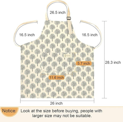 Syhood 2 Pack Aprons with 2 Pocket for Women Men Soft Linen Adjustable Bib Kitchen Cooking Apron for Chefs, Waiters, Baking(Grey Plaid Style)