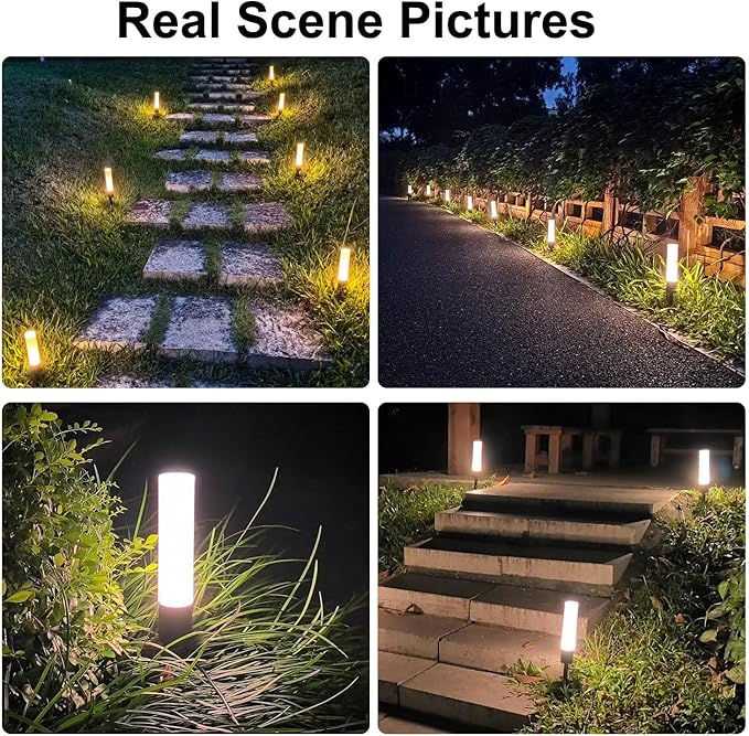 Landscape Lighting Low Voltage Pathway Lights, 8 Pack Landscape Path Lights 300LM 6W, 3000K Bollard Aluminum Low Voltage Landscape Lights Wired for Walkway Yard Garden