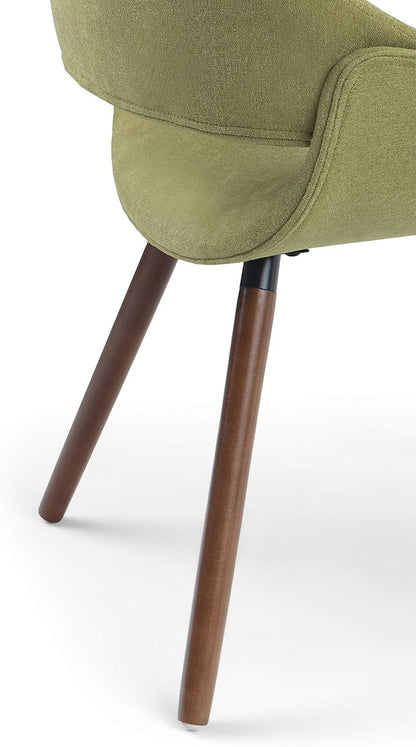 SIMPLIHOME Malden Dining Chairs - Upholstered Bentwood Frame and Woven Fabric Kitchen Chair in Acid Green, Modern Dining Room Seating with Curved Contoured Back, Walnut Veneer Legs and Padded Seat