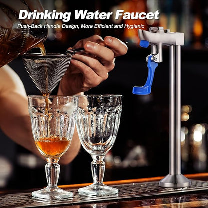 WOWOW Glass Filler Faucet 9 Inches, Deck Mount Pedestal Glass Filling Water Station Brushed Nickel, G1/2" Male Filling Station for Bar Hotel Restaurant and Dining Hall