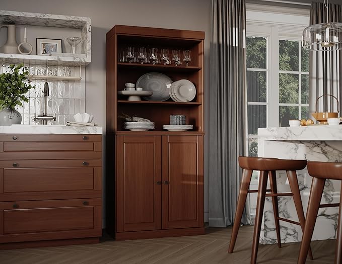 Palace Imports 100% Solid Wood Kitchen Pantry w/ 2 Wood Doors, Black, 32" w x 71.5" h, Renewable Eco-Friendly Pine, Made in Brazil