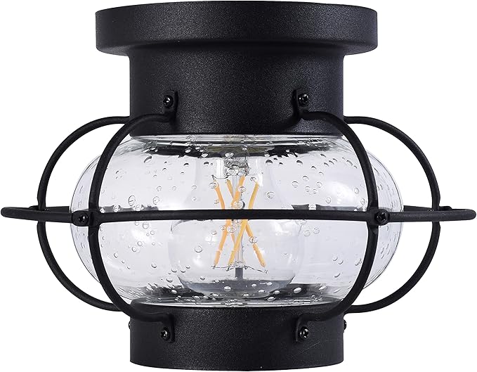 Sylvania Vintage Essex Cage Light Fixture, Semi-Flush Mount with 1 60W LED Dimmable Bulb Included, Dimmable (75515), Antique Black