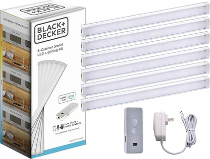 BLACK+DECKER Compatible with Alexa Smart Under Cabinet Lighting Kit & Compatible with Alexa Smart Under Cabinet Lighting, Adjustable LEDs, 18" Bar, White,A Certified for Humans Device