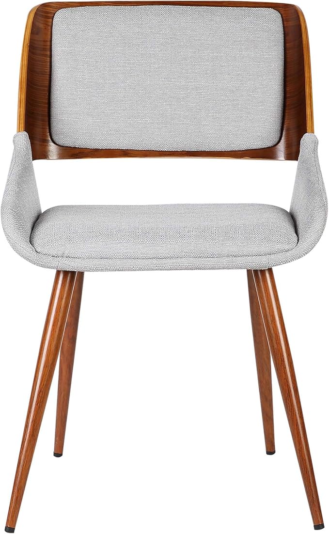 Armen Living Panda Mid-Century Dining Chair Walnut Finish and Gray Fabric