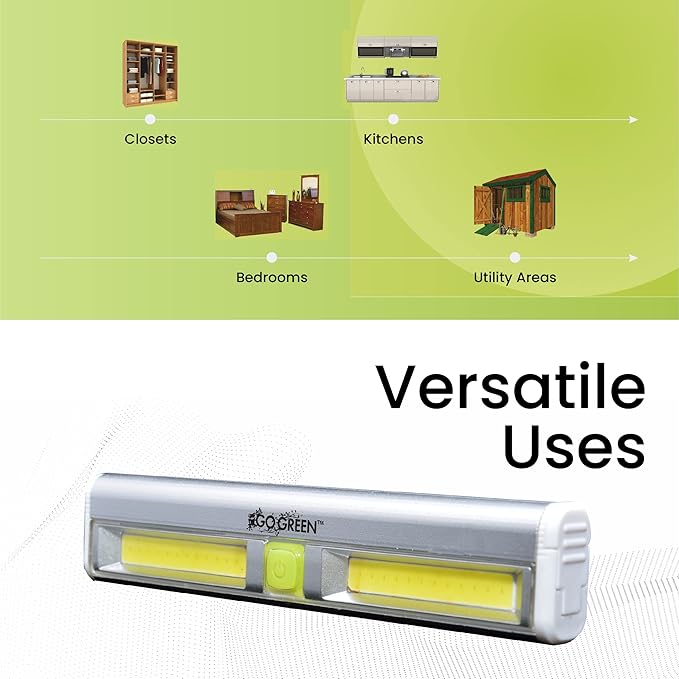 (GG-113-LBAR Universal Lite Bar, COB LED Technology, Wall Mounted Battery Powered LED Light, Cabinet Lighting (Batteries Included) 200 Lumen, Gray