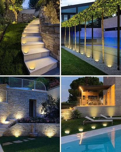 btfarm 2 Pack Solar Lights Outdoor, 8 LED Solar Ground Lights IP65 Waterproof Flat Solar Disc Light, Pathway Lights for Garden Lawn Patio Yard Path Landscape, Warm White