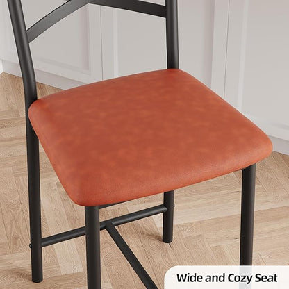 Garvee 26 Inch Bar Stools Set of 4, Counter Height Bar Chairs with Back and Thick Cushion, Upholstered Dining Chairs with Padded Seat, Barstools for Kitchen Island, Bar, Dining Room, Modern Brown