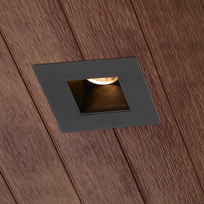Maxxima 2 in. Ultra-Thin Recessed Anti-Glare LED Downlight - Canless IC Rated, 450 Lumens, 5 Color Temperature Selectable 2700K/3000K/3500K/4000K/5000K, Dimmable Square Black Trim, 90 CRI