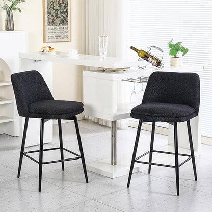 Modern Dining Chairs,Set of 2,Sturdy and Stylish,Simple Natural Design,Swivel Bar Stools with Back,Versatile Use in Kitchen Island Pub,Applicable to Front Porch,Garden,Patio,Reception Room,Black-Line
