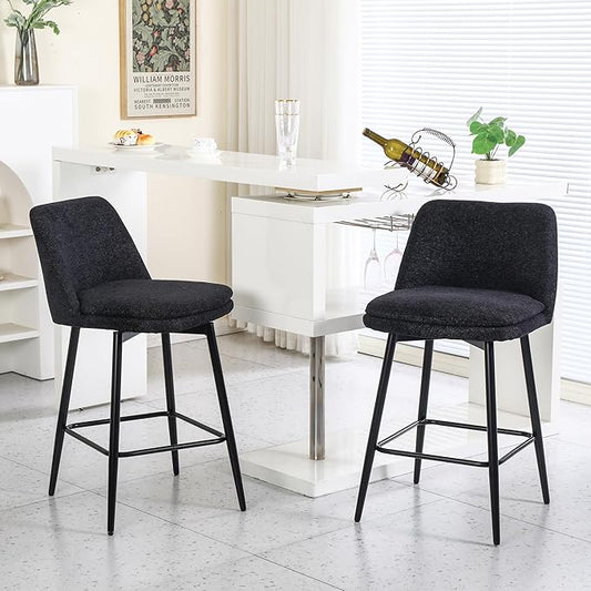 Modern Dining Chairs,Set of 2,Sturdy and Stylish,Simple Natural Design,Swivel Bar Stools with Back,Versatile Use in Kitchen Island Pub,Applicable to Front Porch,Garden,Patio,Reception Room,Black-Line