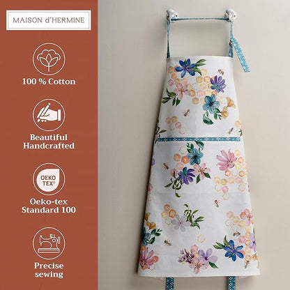 Maison d' Hermine 100% Cotton Apron for women with Pocket Kitchen Chef Apron for Men Cooking Mothers Day Gifts