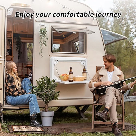 Foldable Rv Tables Campervan Outside Picnic Wall Mounted Table Aluminum Alloy Folding Wall Table Kit for Campervans/Motorhomes/Travel Trailers/Truck Campers