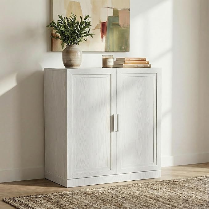 Casaphoria Adam Sideboard Buffet Cabinet with Storage, Sideboard Cabinet with Wooden Doors & Adjustable Shelves, 31" W x 36" H Coffee Bar for Entryway Kitchen Living Room, White