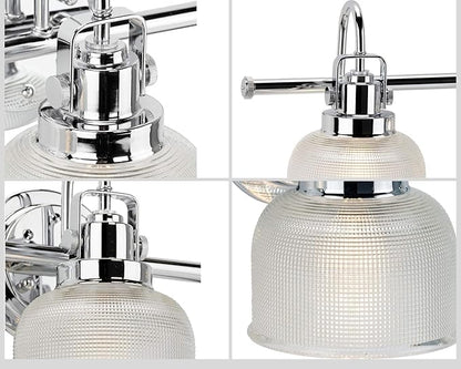 Progress Lighting 2-Light Clear Double Prismatic Glass Coastal Bath Vanity Light, Archie Collection, Indoor, P2991-15, Polished Chrome