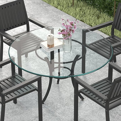 60" Inch Round Glass Table Top 0.36" Inch Thick Tempered Pencil Polished Edge Glass Table Top，for Dining Table, Coffee Table, Restaurant Table