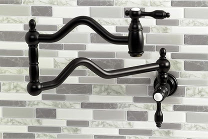 Kingston Brass KS2100TAL Tudor Wall Mount Pot Filler, Matte Black