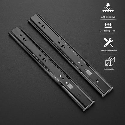 Ravinte 14 Inch Soft Close Drawer Slides 2 Pairs 4 Pack Black Full Extension Ball Bearing Drawer Glide Side Mount
