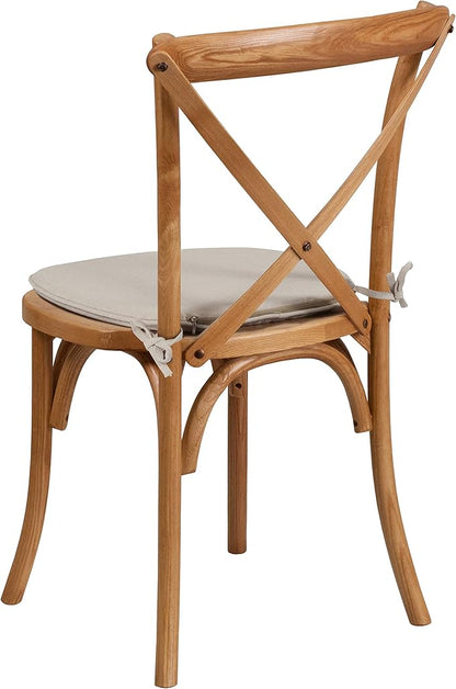 Flash Furniture HERCULES Series Stackable Oak Wood Cross Back Chair with Cushion