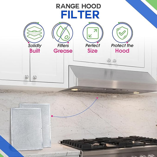 Bagean Stove Hood Vent Filter 11.81"x17.32" BPS1FA36 Compatible with Broan Range Hood Filter Replacement - Fit's Allure Range Overhead Aluminum Screen - Blocks Grease & Filters Over Oven Air (2-Pack)