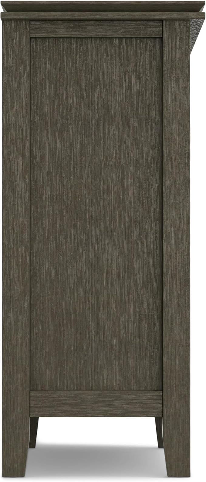 SIMPLIHOME Artisan SOLID WOOD 30 Inch Wide Contemporary Low Storage Cabinet in Farmhouse Grey, For the Living Room, Entryway and Family Room