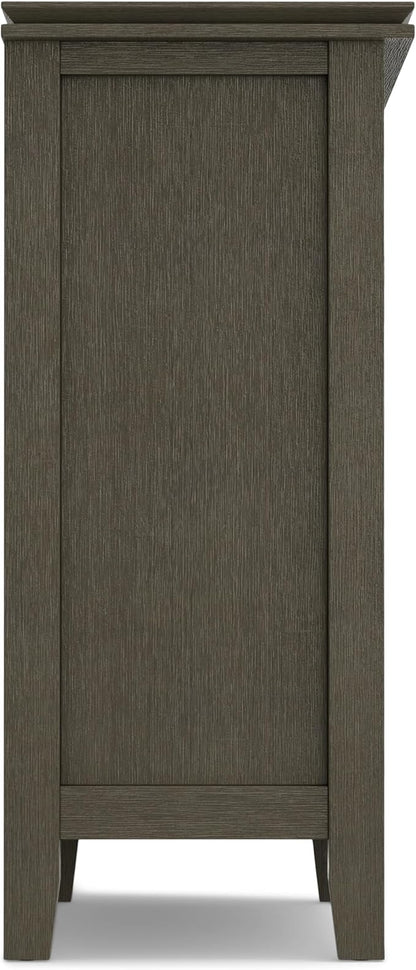 SIMPLIHOME Artisan SOLID WOOD 30 Inch Wide Contemporary Low Storage Cabinet in Farmhouse Grey, For the Living Room, Entryway and Family Room
