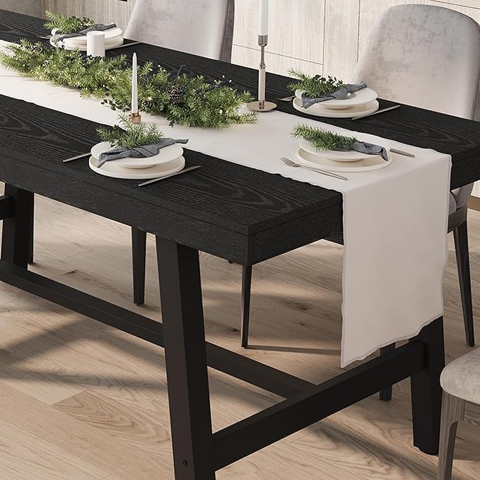 GarveeHome 70.87 Inch Industrial Dining Room Table for 6-8 People, Long Rectangular Table for Dining Room & Kitchen, Heavy Duty Metal Frame, Black