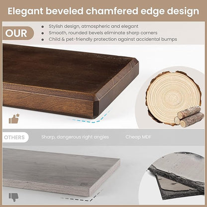 Axeman 30Inch Natural Wood Floating Shelves for Wall|Rustic Wooden Shelves for Bedroom Kitchen Bathroom|Storage Shelf with Invisible Bracket for Wall Mounted|Set of 1|Walnut Color