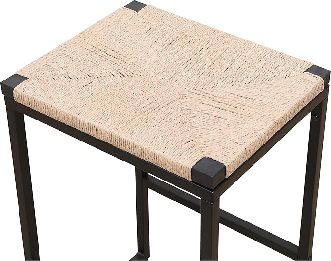 Bar Stools Set of 2, Paper Rope Counter Height Chairs - Kitchen Island & Home Dining