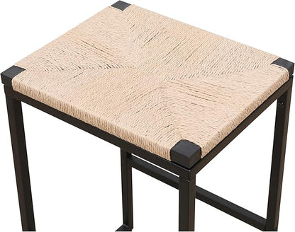 Bar Stools Set of 2, Paper Rope Counter Height Chairs - Kitchen Island & Home Dining