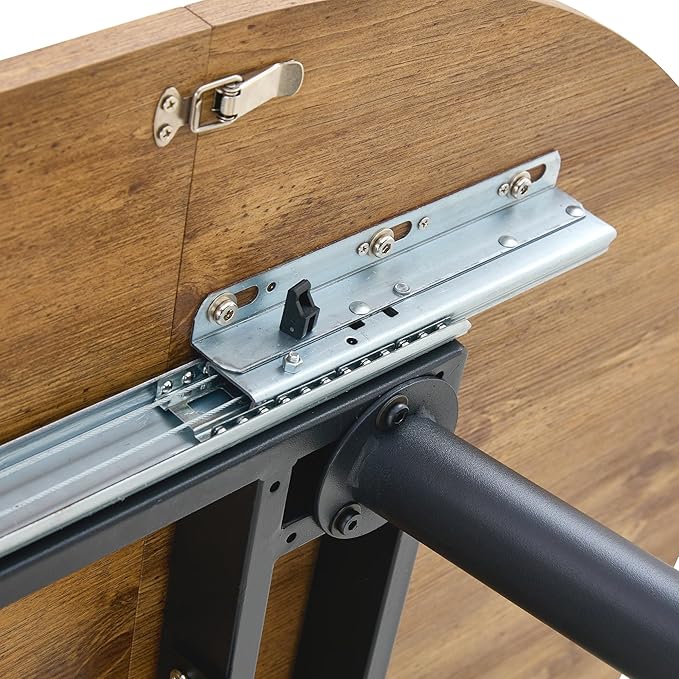 Extendable Round Dining Table Set with 4 Chairs, Telescopic MDF Table with Light Gray and Brown PU Cushion Seats, Adjustable for Different Size Gatherings in Kitchen and Dining Room