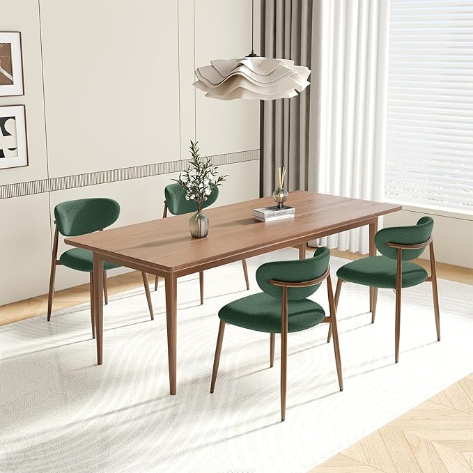 MALOL Upholstered Dining Room Chairs Set of 4, Kitchen Chairs with Metal Legs and Anti Slip Pads, Curved Back Dining Chair for Home and Restaurant Use, Green