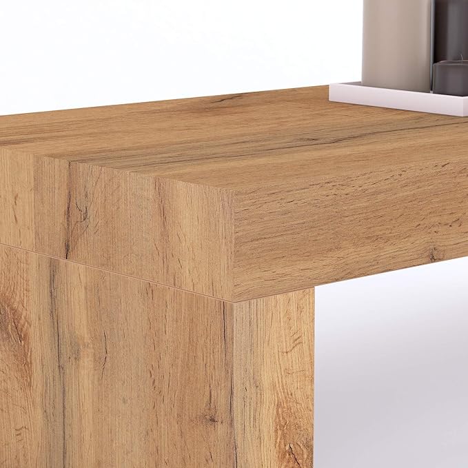 Mobili Fiver Evolution Tall Kitchen Bar Table Made in Italy | Space Saving, Wall-Mounted Counter Height Table for 3 | Breakfast Bar Table Top w/Cable Holder | Rustic Oak | 70,9'' x 15,7" in