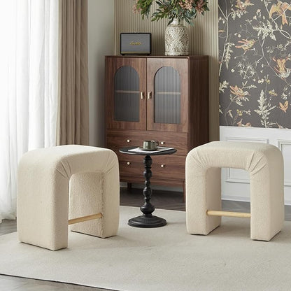 24''Boucle Stool Set of 2,Dining Chairs for Home Kitchen Island,Cream
