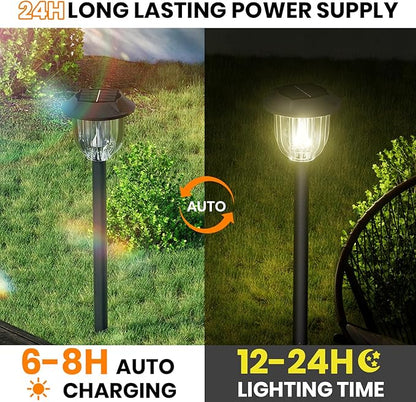 AOSEA Bright 12 Pack Solar Lights Outdoor IP65 Waterproof,LED Solar Lights for Outside,Landscape Lighting,Garden Decorative for Yard,Patio,Landscape,Pathway,Sidewalk,Driveway,Lawn (Warm)