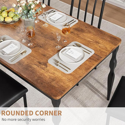 IDEALHOUSE 78 Inch Farmhouse Dining Table for 6-8 People, Rectangular Wood Kitchen Table with Heavy Duty Legs, Kitchen Dining Room Table for Dining Room Kitchen, Brown