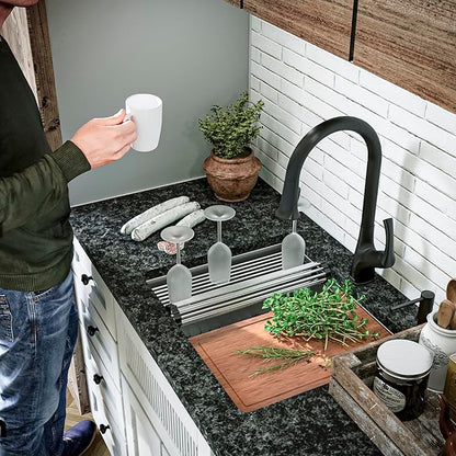 Karran Chantilly Touchless KKF375 Single Handle Pull Down Sprayer Kitchen Faucet in Matte Black