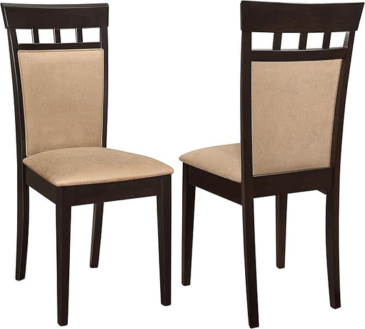 Coaster Home Furnishings - Gabriel - Wood & Fabric - Armless Dining Chairs with Geometric Wooden Back - Home Kitchen & Dining Room - Set of 2 - Cappuccino - 100773