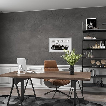 3yecao 31"×591" Darker Grey Black Wide Concrete Wallpaper Peel and Stick Extra Thick 3D Dark Gray Faux Contact Paper Textured Stained Vinyl Wrap Matte Wall Sticker for Walls Bedroom Basement Bathroom