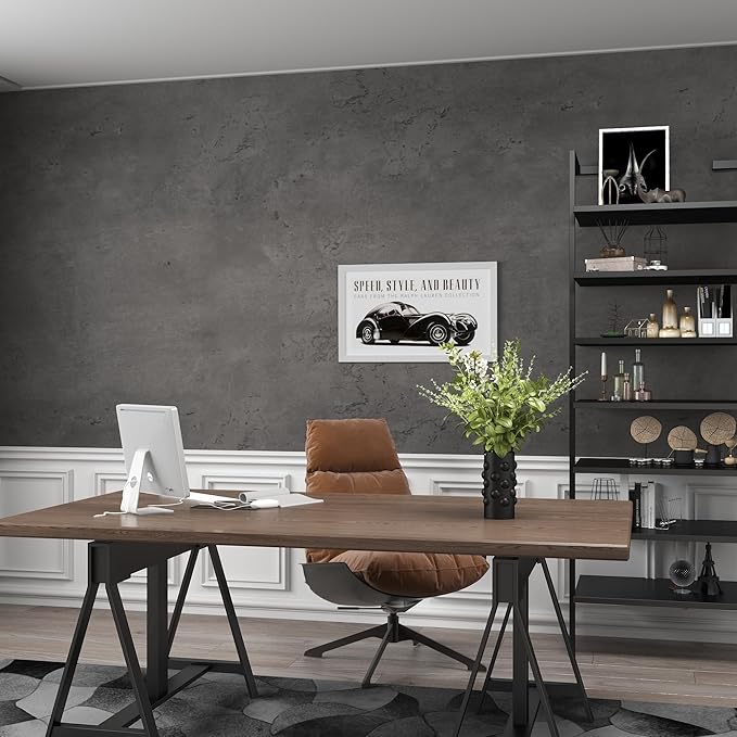 3yecao 31"×354" Darker Grey Black Wide Concrete Wallpaper Peel and Stick Extra Thick 3D Dark Gray Faux Contact Paper Textured Stained Vinyl Wrap Matte Wall Sticker for Walls Bedroom Basement Bathroom