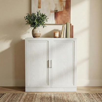 Casaphoria Adam Sideboard Buffet Cabinet with Storage, Sideboard Cabinet with Wooden Doors & Adjustable Shelves, 31" W x 36" H Coffee Bar for Entryway Kitchen Living Room, White