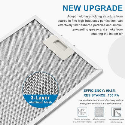 Updated W10169961A Range Hood Filter Replacement 10.5 X 12 in Fit for Whirlpool Hoods KXI2536YSS JVI0636LS0 GXW6530DXS3 Replaces W10875058 W11245983 Hood Vent Grease Filter by AMI PARTS (3 pack)