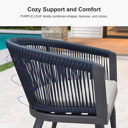 PURPLE LEAF Patio Dining Set for 10 All-Weather Wicker 12 Piece Aluminium Oversized Outdoor Table and Chairs Set Included Cushions for Backyard Kitchen Modern Outdoor Furniture Set Gray and Navy