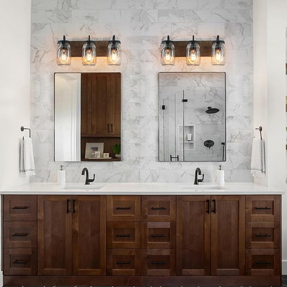 classy leaves Bathroom Vanity Light Fixtures, 3 Light Farmhouse Mason Jar Vanity Lights for Bathroom, Rustic Bathroom Lighting Lights Over Mirror