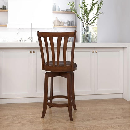 Hillsdale 25.5" Savana Wood Swivel Counter Height Stool, Cherry