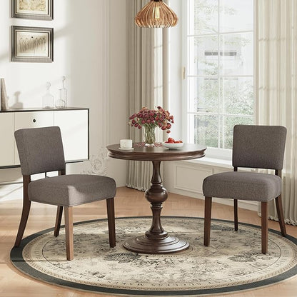 MALOL Upholstered Dining Chairs Set of 2, Fabric Kitchen Chairs with Padded Seat & Back, Solid Wood Legs, Modern Simple Dining Room Chairs for Kitchen, Dining Room, Living Room, Brown