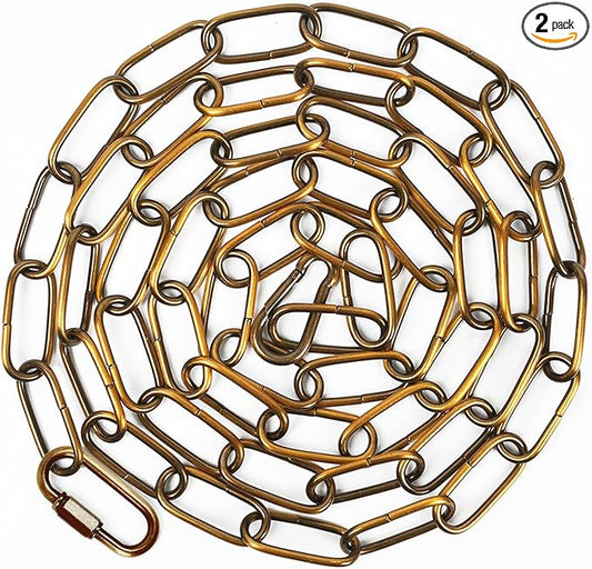 garini 6 Feet Gold Bronze Light Fixture Chain, Adjustable Metal Pendant Chandelier Chain Extension with Detachable Link, Maximum Load is 66 Pounds,2 Pack