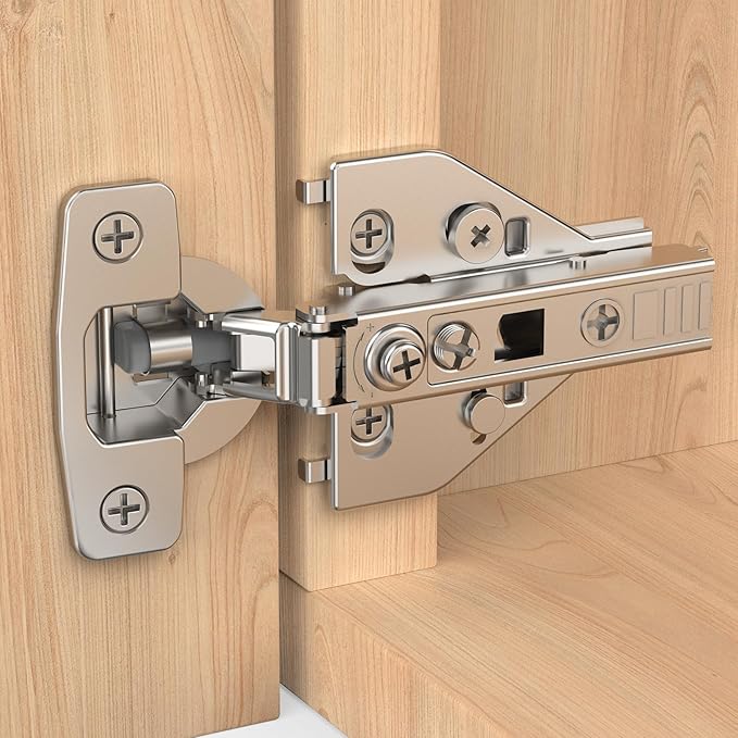 Chibery 4 Pack Full Overlay Cabinet Hinges, Face Frame & Frameless, 4D Adjustment, Soft Close 105°, Close Speed Control, Concealed Clip-On Plate, Smooth Slow Self Closing for Kitchen Corner, Cupboard